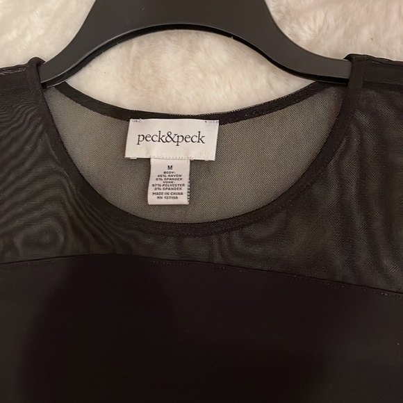 Peck & Peck, cold-shoulder, 3/4 sleeve black knit top. Size Medium. - Picture 2 of 2